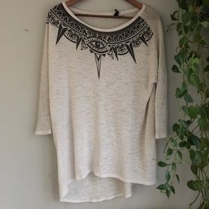 white eye pattern tunic top